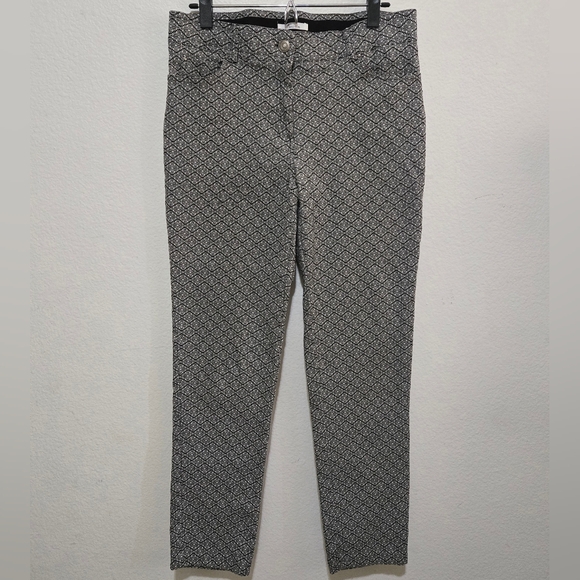 89th & Madison Black and White Geometric Patterned Stretch Pants Size 12 - Picture 2 of 11
